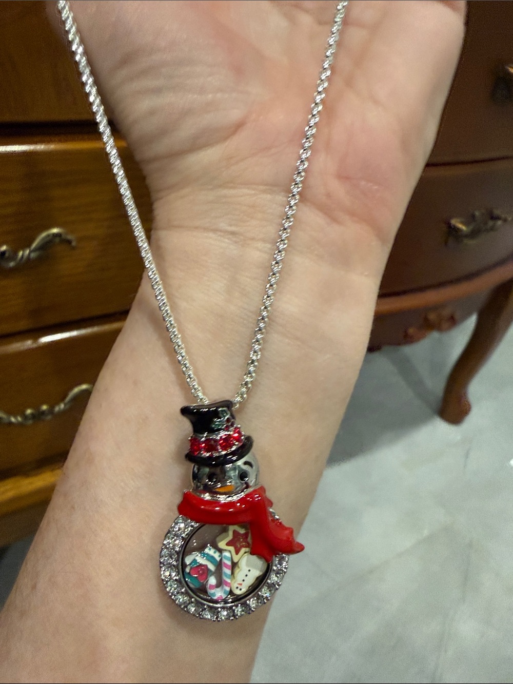Origami Owl Red & Silver Snowman Locket Necklace